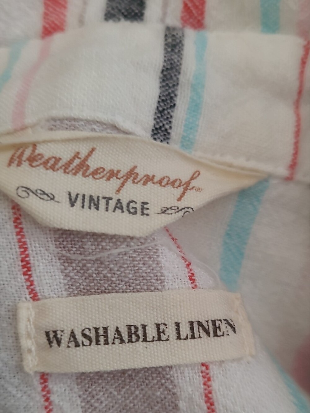 Vintage Striped Button-Up in Pastel Blue, Pink, Gray and Taupe - Picture 3 of 5